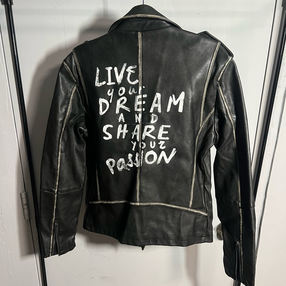 ZARA MAN : Black Leather Jacket ft Grey accents along the trim.